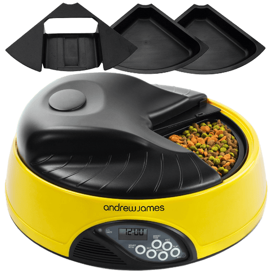 Andrew James 4 Day - Meal Automatic Pet Feeder - Bowl with voice recorder Includes 2 Volume Reducers + 1 Adapter Tray