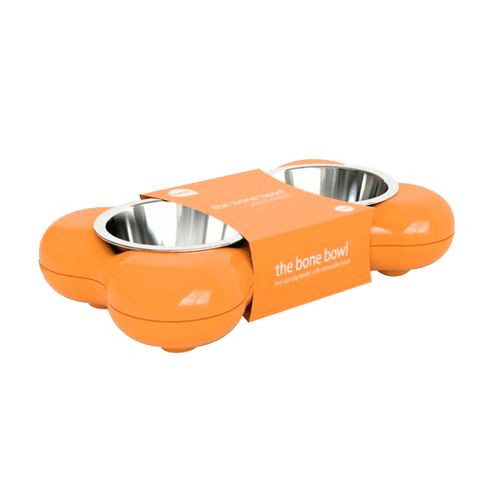 Hing Designs The Bone Bowl with Non Slip Rubber Feet and Dishwasher Safe Removable Stainless Steel Bowls Pink